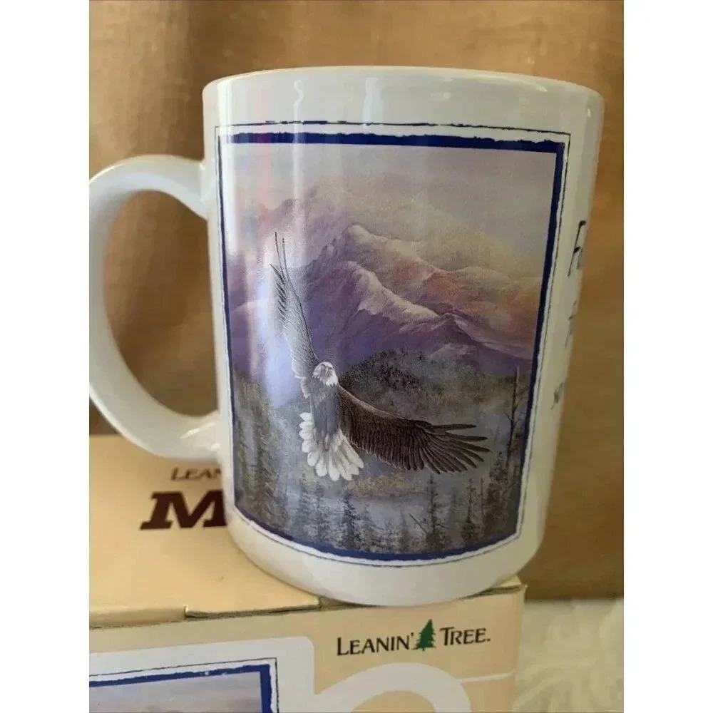 Vintage NEW in Box‎ Eagle Art Ceramic Coffee Mug Leanin Tree Inspirational Quote